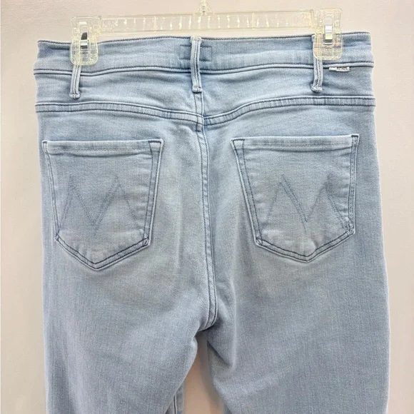 MOTHER The Hustler Fray Light Wash High-Rise Straight Leg Jeans, Size 29 - Picture 3 of 15